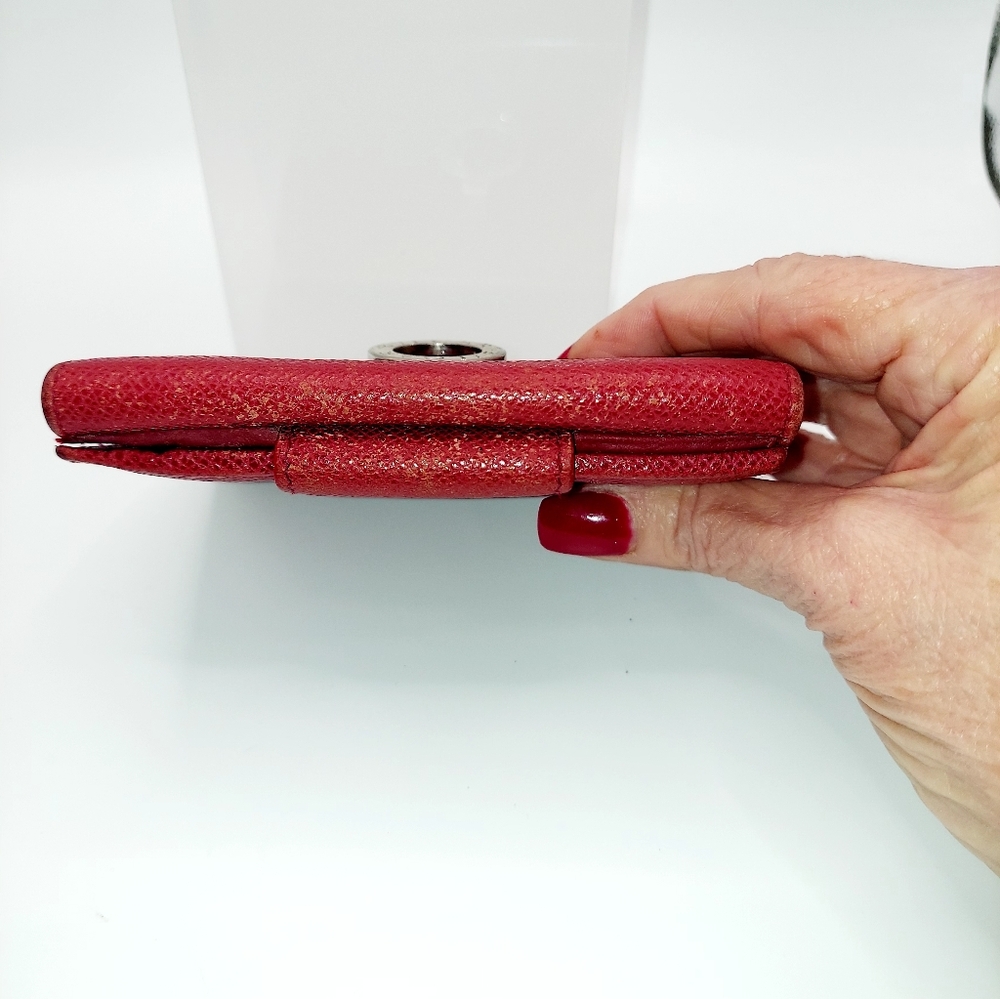 Bvlgari Red Saffiano Pebbled Leather Bifold Wallet ID Window GUC - Picture 3 of 15
